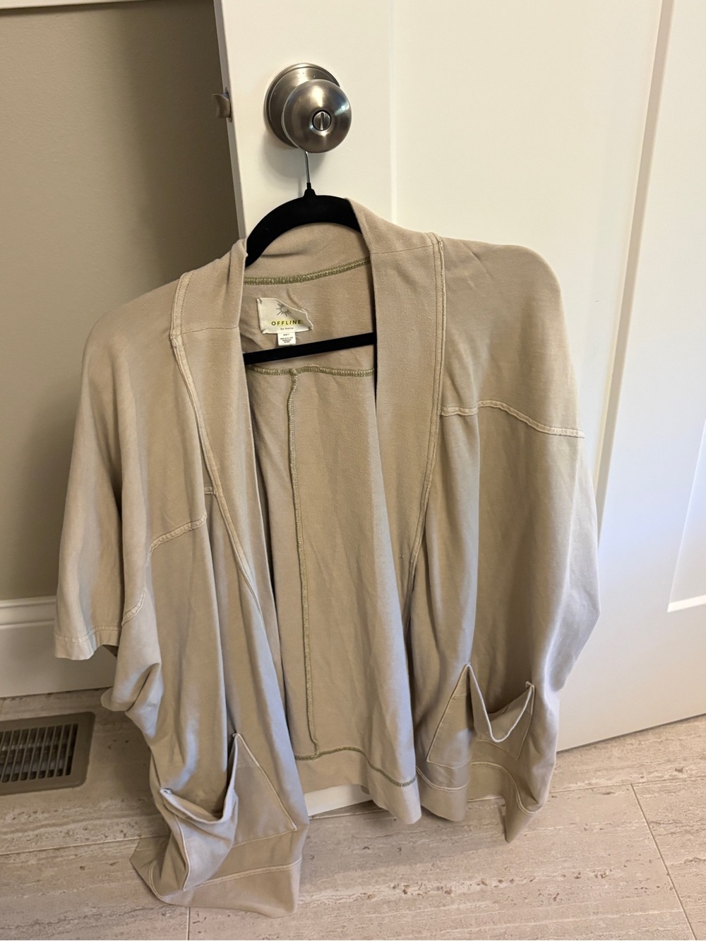 aerie Beige Open-Front Cardigan